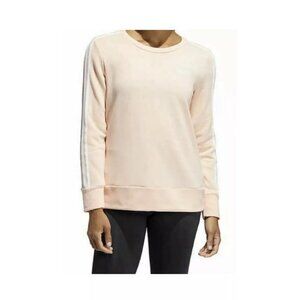 Adidas Womens Peach Long‎ Sleeve 3 Stripe Crew Neck Pullover Sweatshirt Sz M